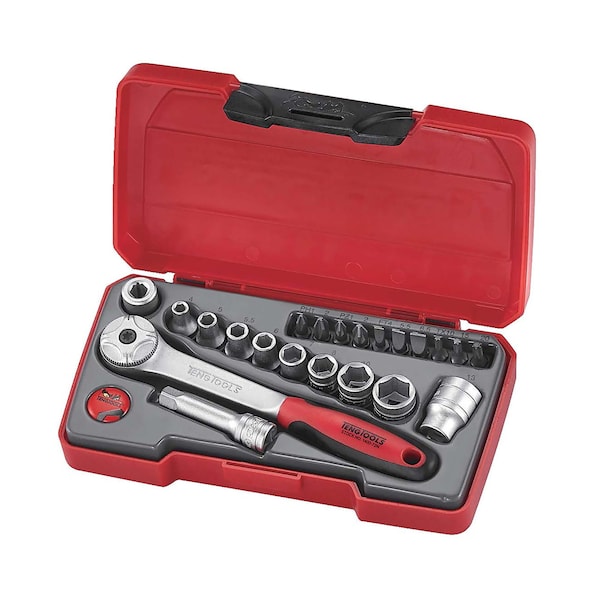 22 Piece 1/4 Inch Drive 6 Point Metric Regular/Shallow Socket Set (4mm - 13mm) - T1422